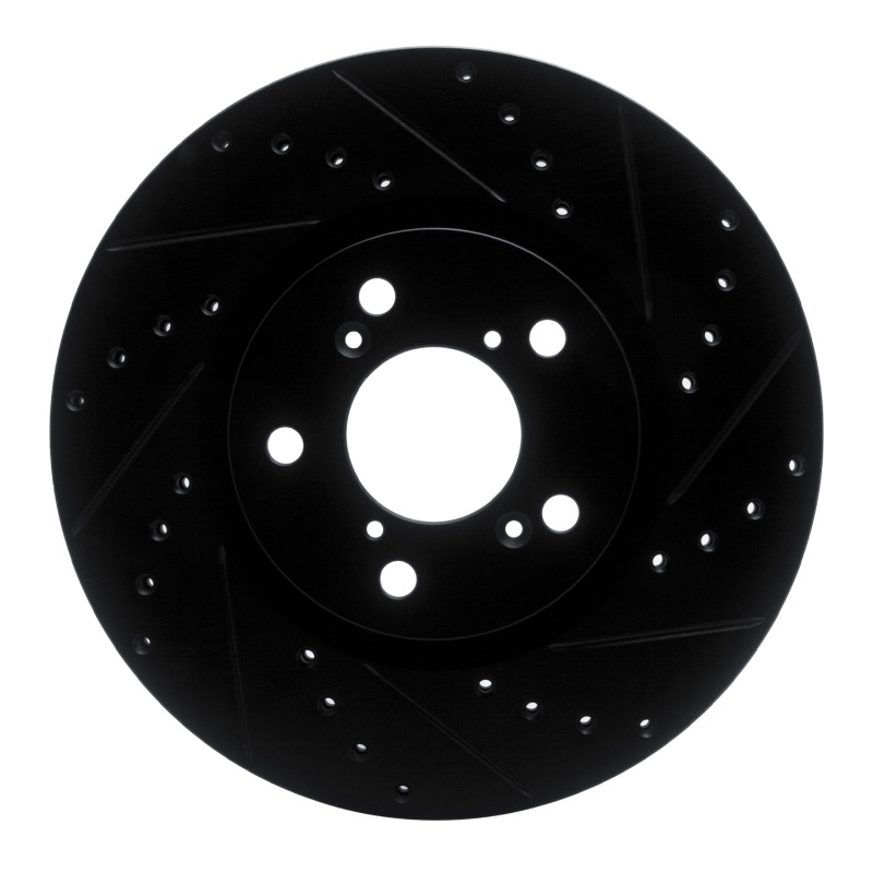 Honda Ridgeline Brake Rotor (1) - Front Right - R1 Concepts - Drilled & Slotted - Black - `06-`14